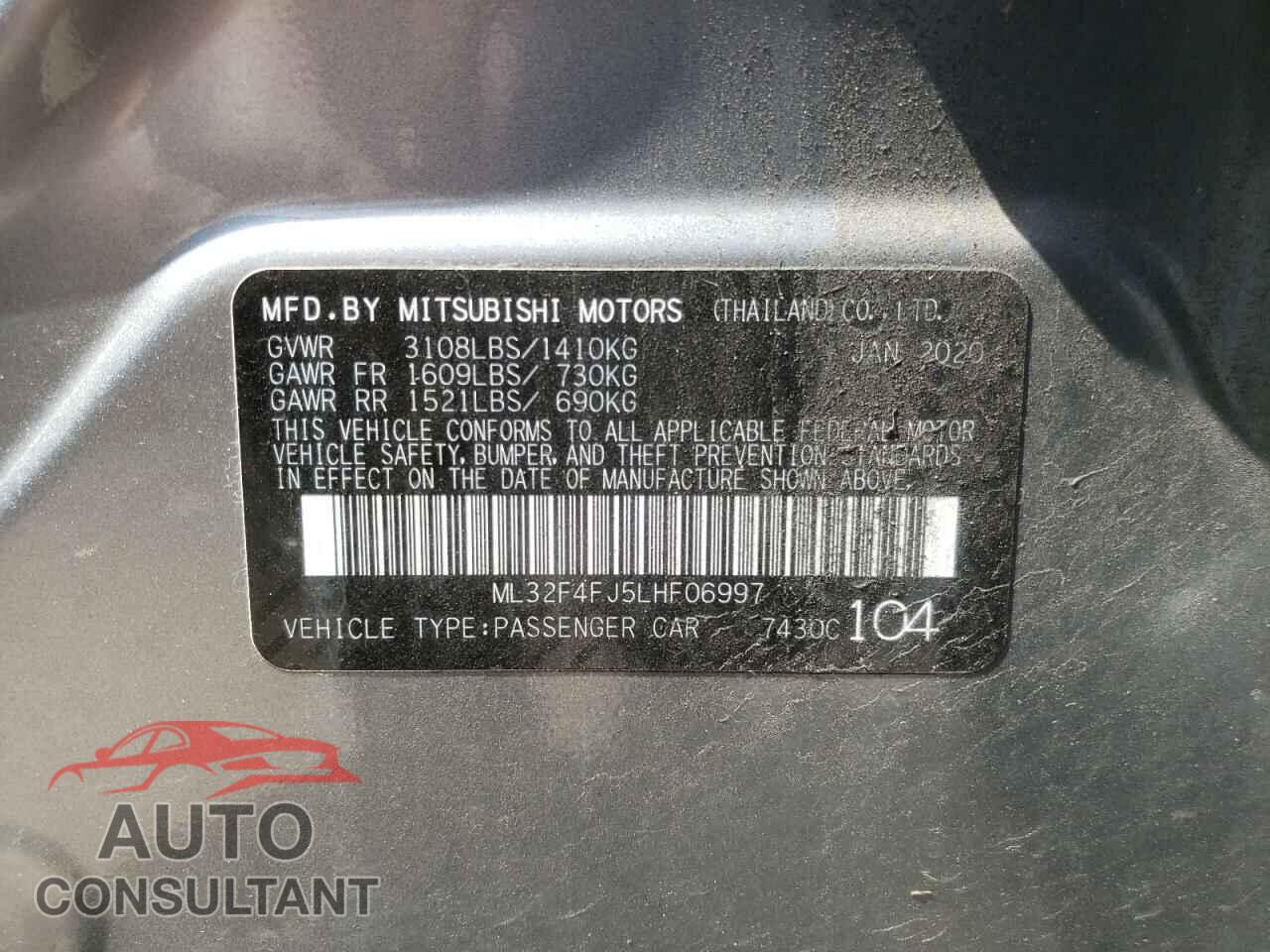 MITSUBISHI MIRAGE 2020 - ML32F4FJ5LHF06997