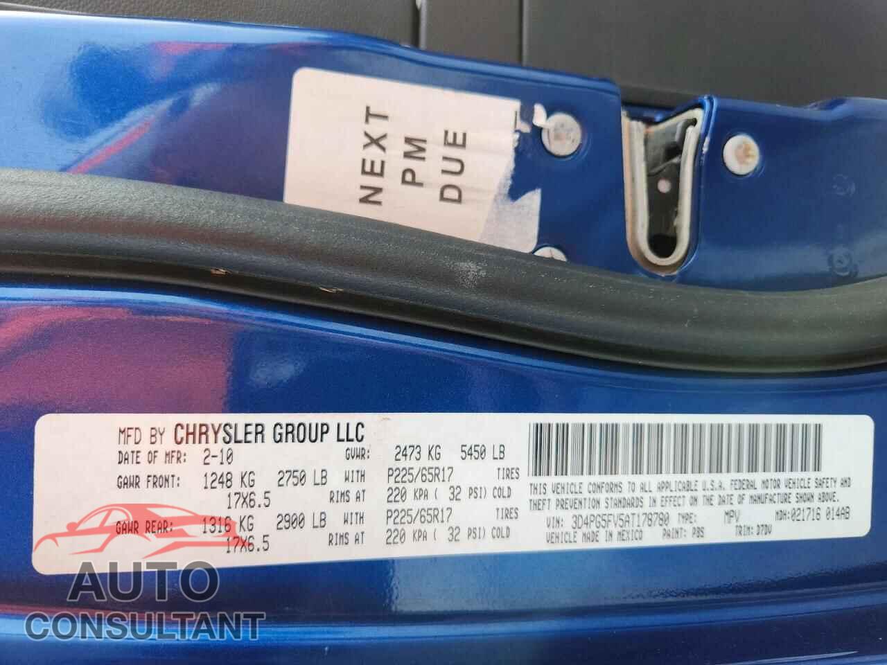 DODGE JOURNEY 2010 - 3D4PG5FV5AT178780