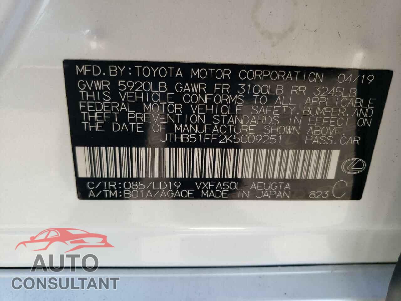 LEXUS LS500 2019 - JTHB51FF2K5009251