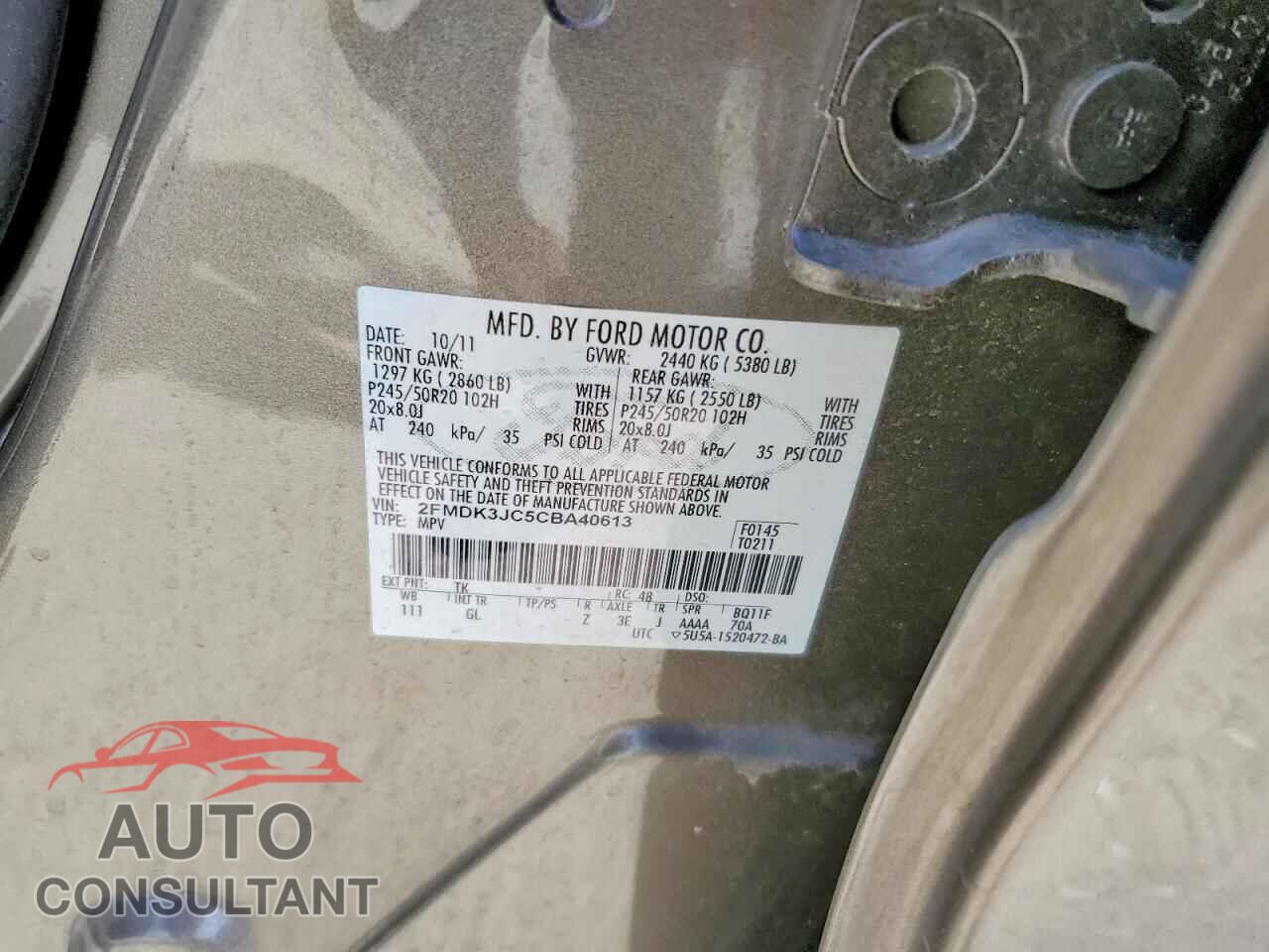 FORD EDGE 2012 - 2FMDK3JC5CBA40613