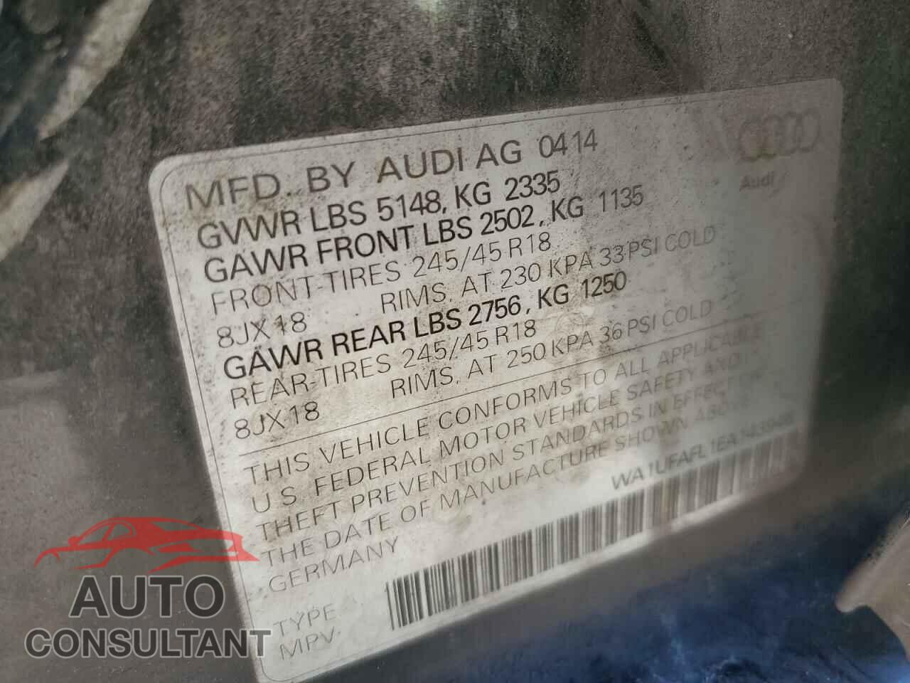 AUDI A4 2014 - WA1UFAFL1EA143946