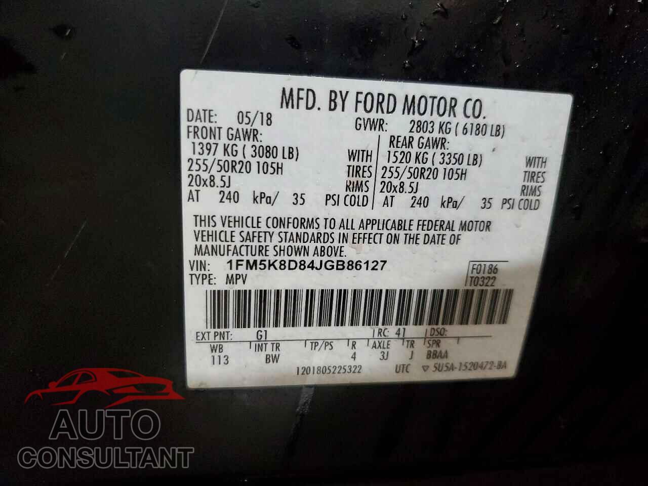 FORD EXPLORER 2018 - 1FM5K8D84JGB86127