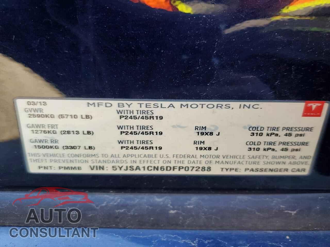 TESLA MODEL S 2013 - 5YJSA1CN6DFP07288