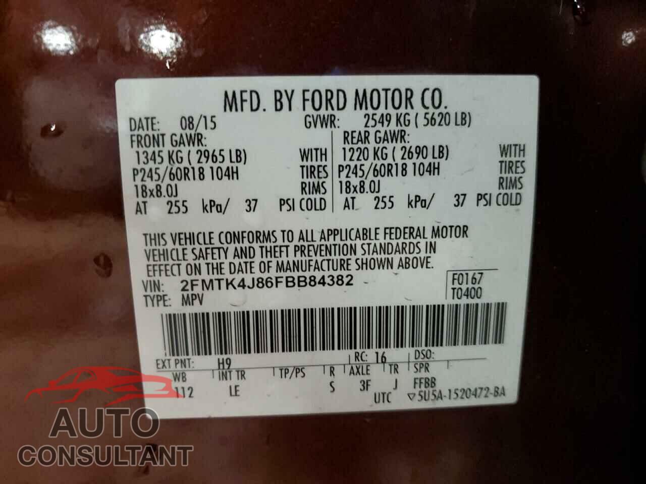 FORD EDGE 2015 - 2FMTK4J86FBB84382
