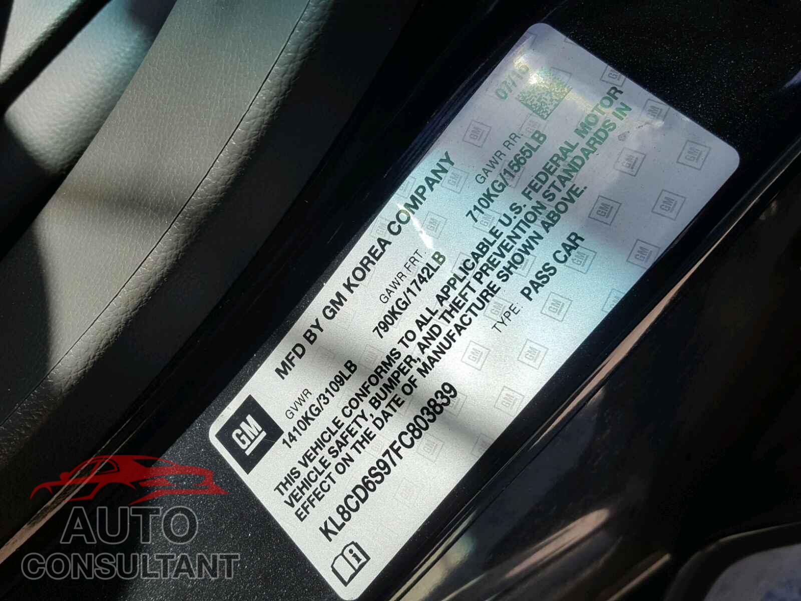 CHEVROLET SPARK 2015 - KL8CD6S97FC803839