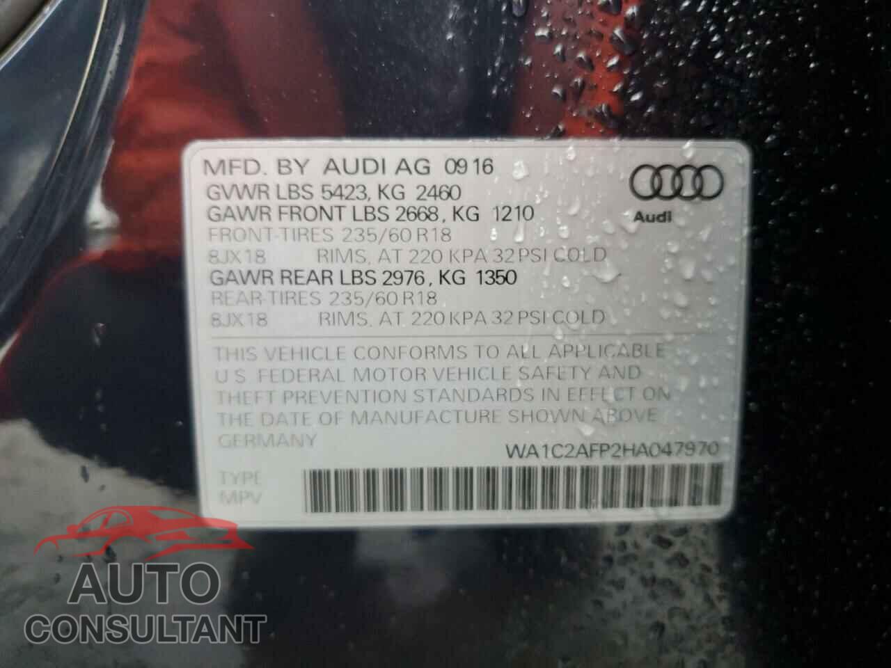 AUDI Q5 2017 - WA1C2AFP2HA047970