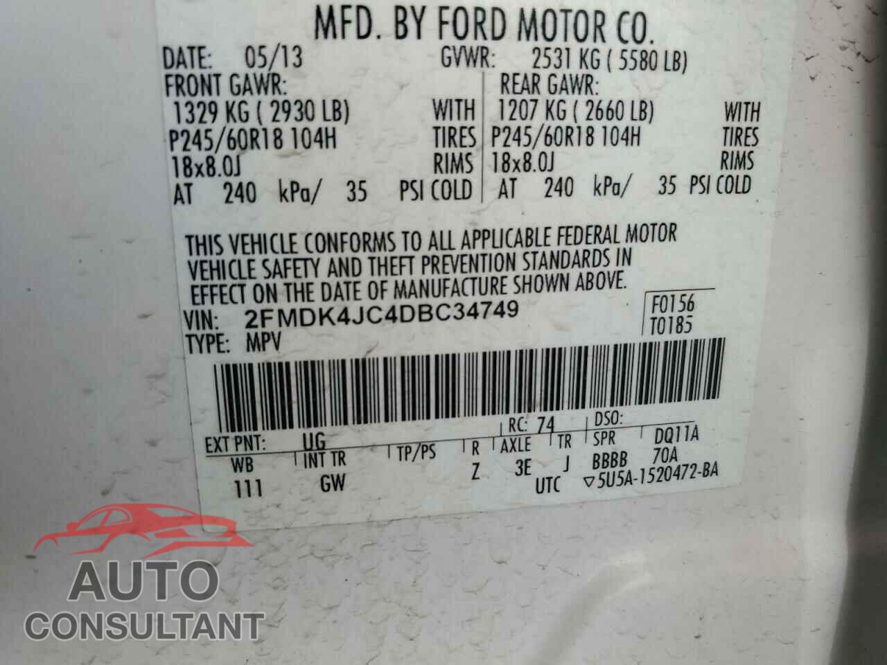 FORD EDGE 2013 - 2FMDK4JC4DBC34749