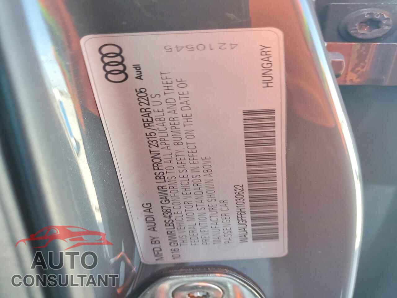 AUDI A3 2017 - WAUAUGFF6H1030622