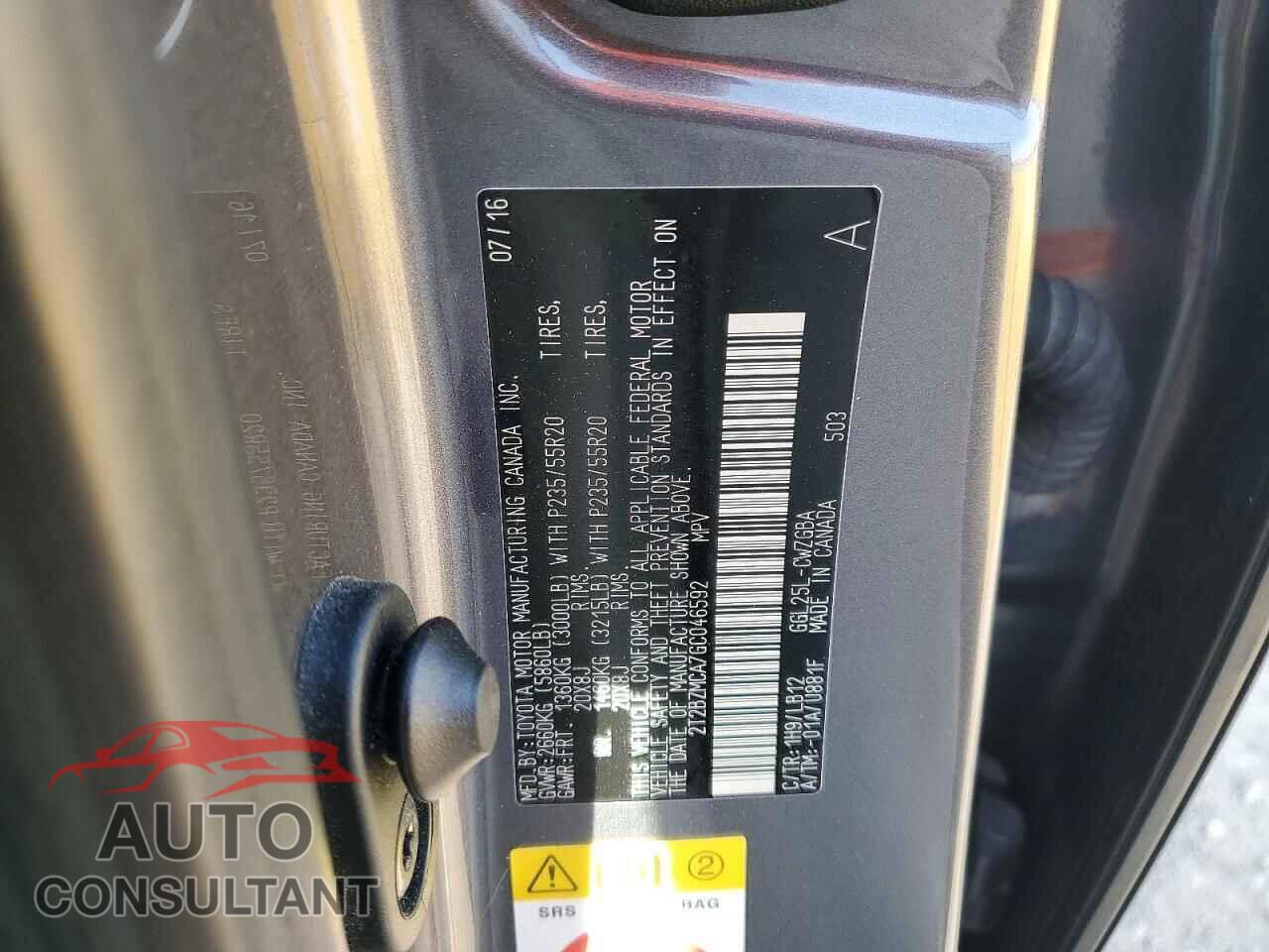 LEXUS RX350 2016 - 2T2BZMCA7GC046592