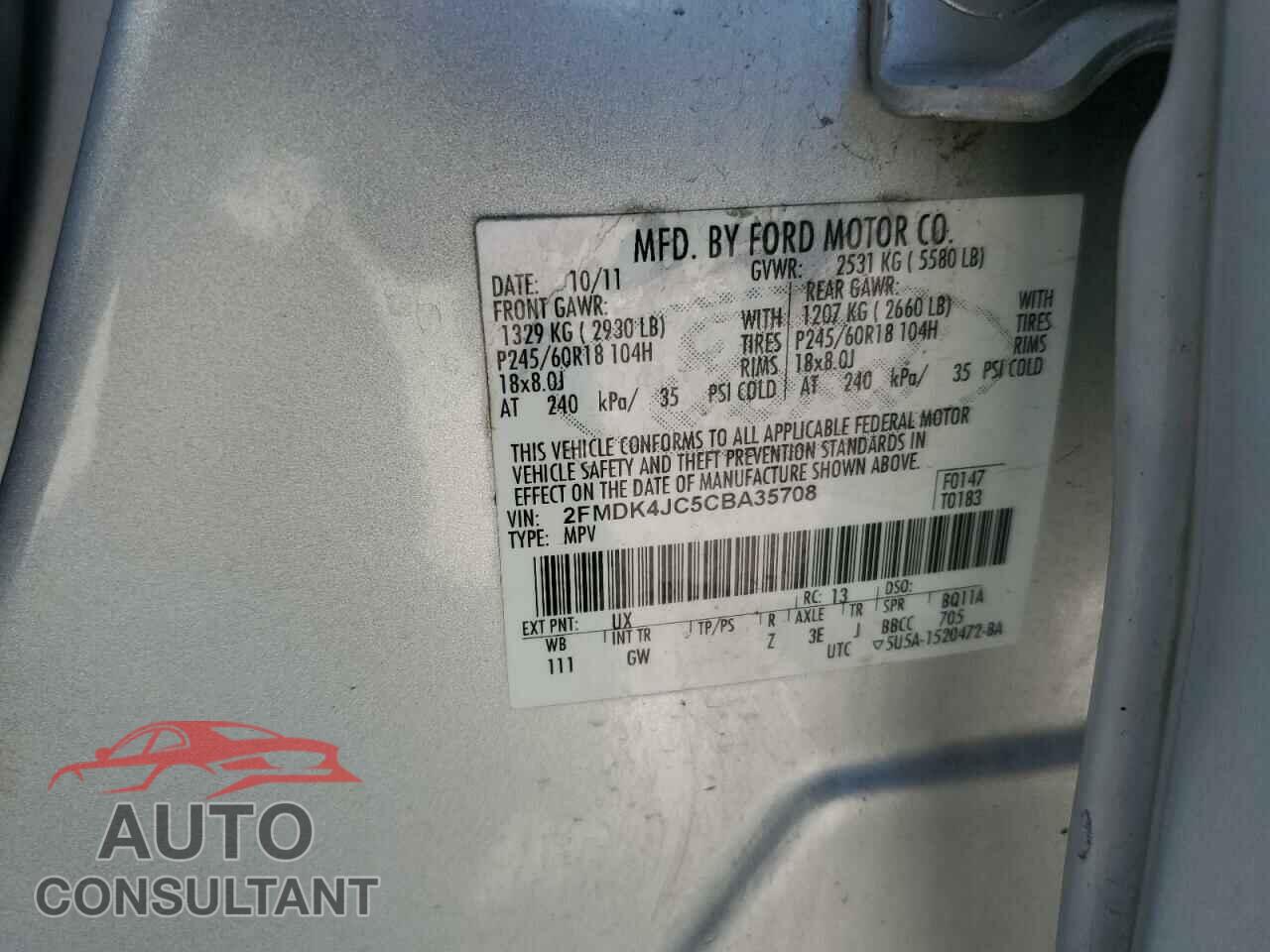 FORD EDGE 2012 - 2FMDK4JC5CBA35708