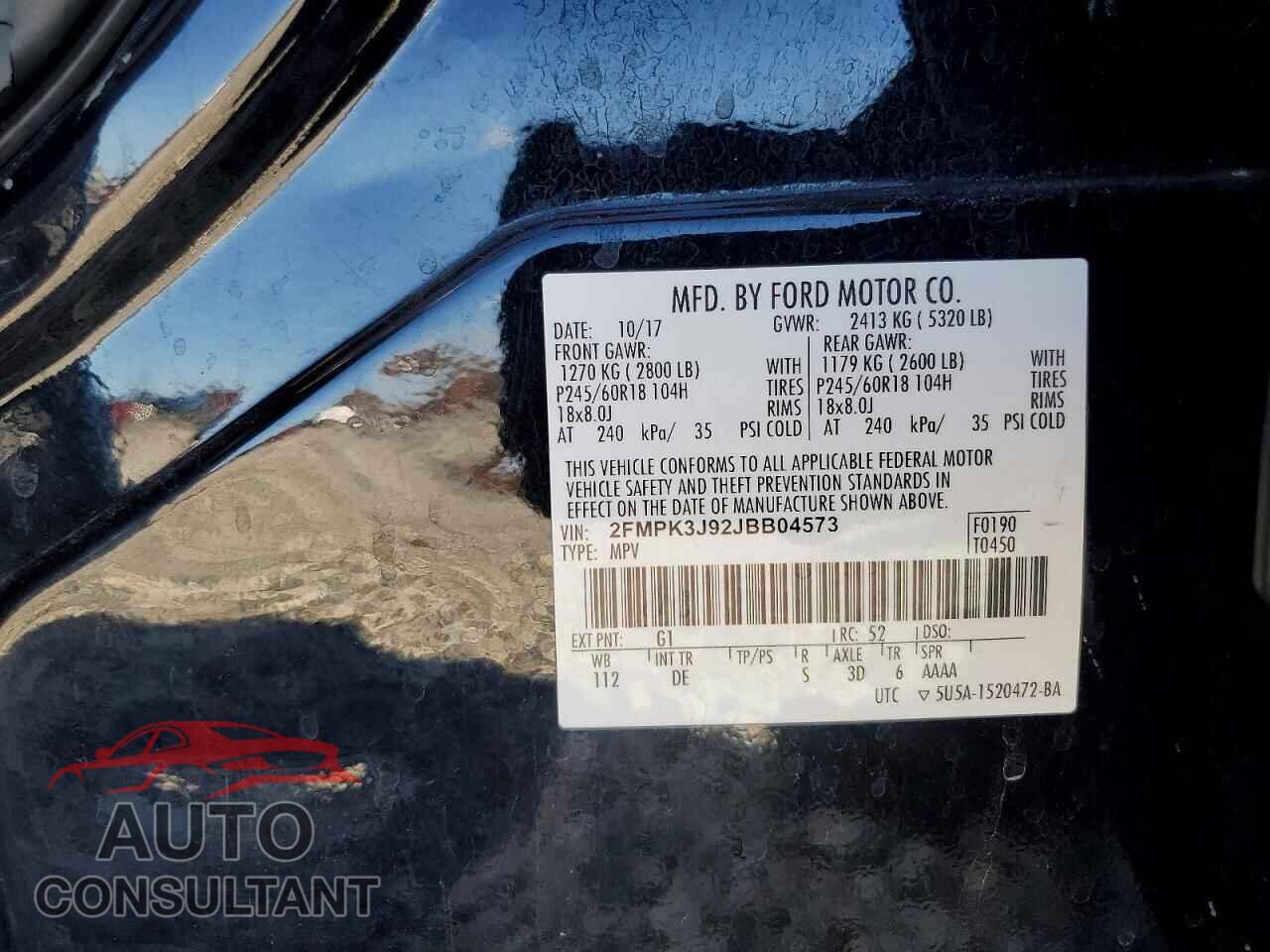 FORD EDGE 2018 - 2FMPK3J92JBB04573