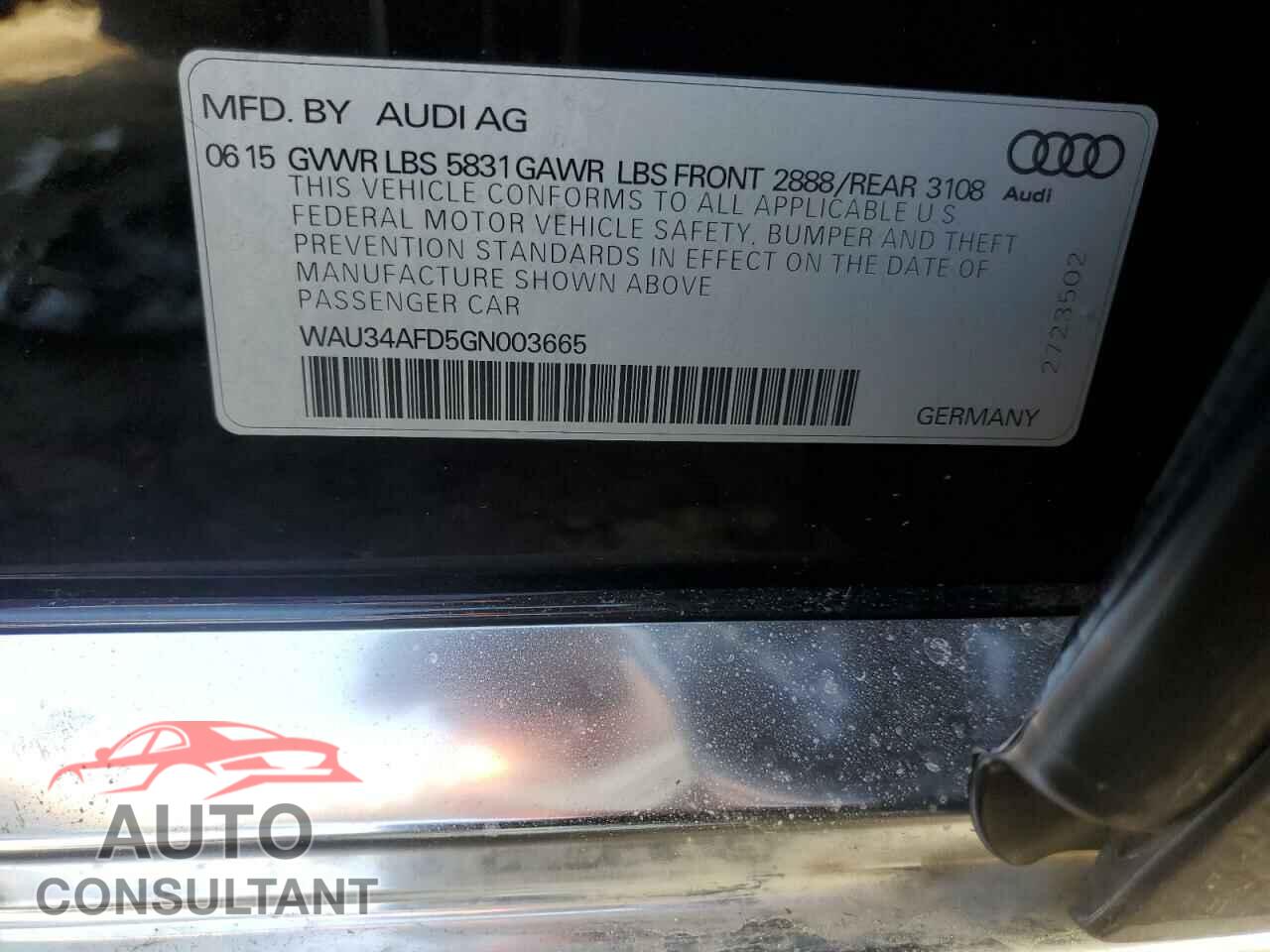 AUDI A8 2016 - WAU34AFD5GN003665