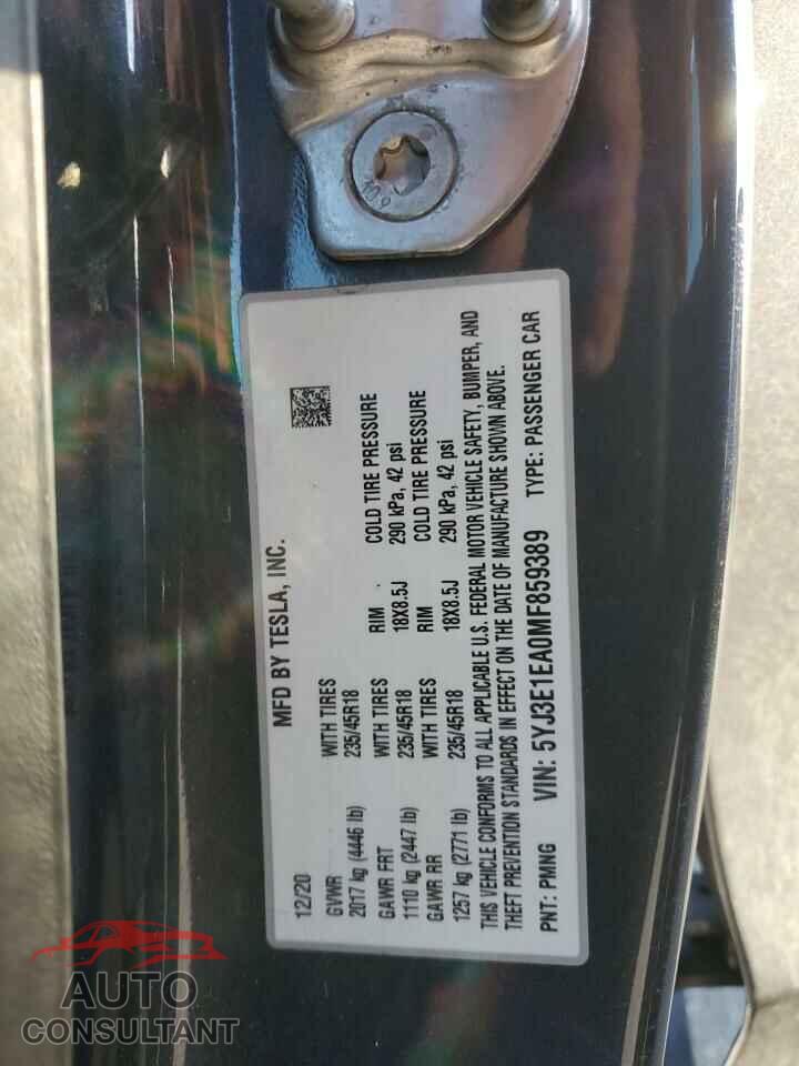 TESLA MODEL 3 2021 - 5YJ3E1EA0MF859389