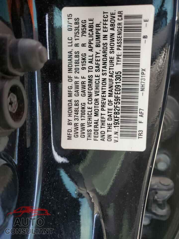 HONDA CIVIC 2015 - 19XFB2F59FE091305