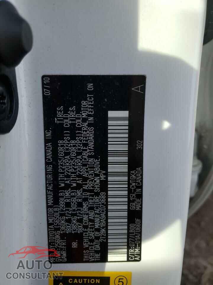 LEXUS RX350 2010 - 2T2BK1BA9AC073689