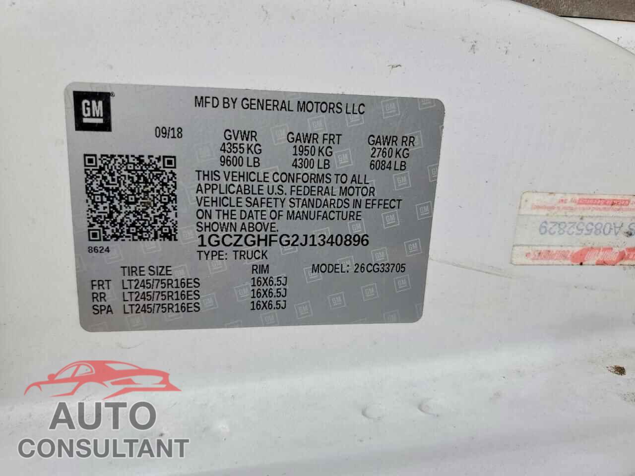 CHEVROLET EXPRESS 2018 - 1GCZGHFG2J1340896