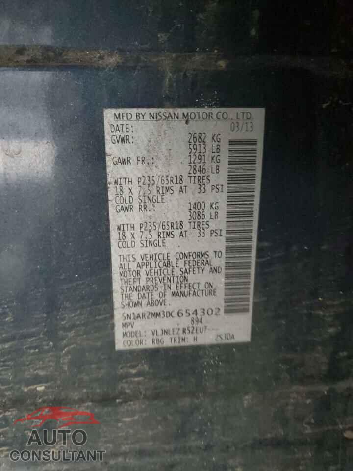 NISSAN PATHFINDER 2013 - 5N1AR2MM3DC654302
