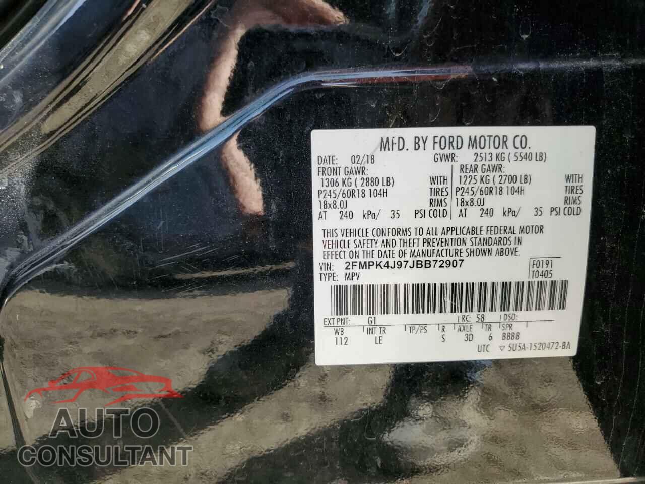 FORD EDGE 2018 - 2FMPK4J97JBB72907