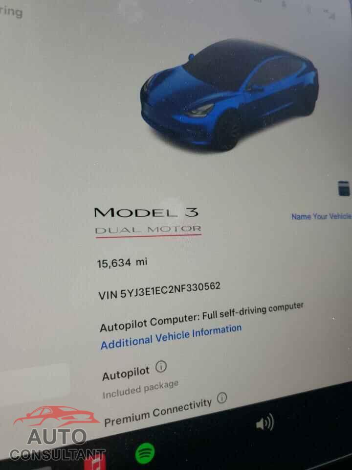 TESLA MODEL 3 2022 - 5YJ3E1EC2NF330562