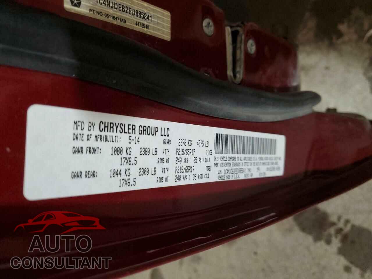 JEEP COMPASS 2014 - 1C4NJDEB2ED885841