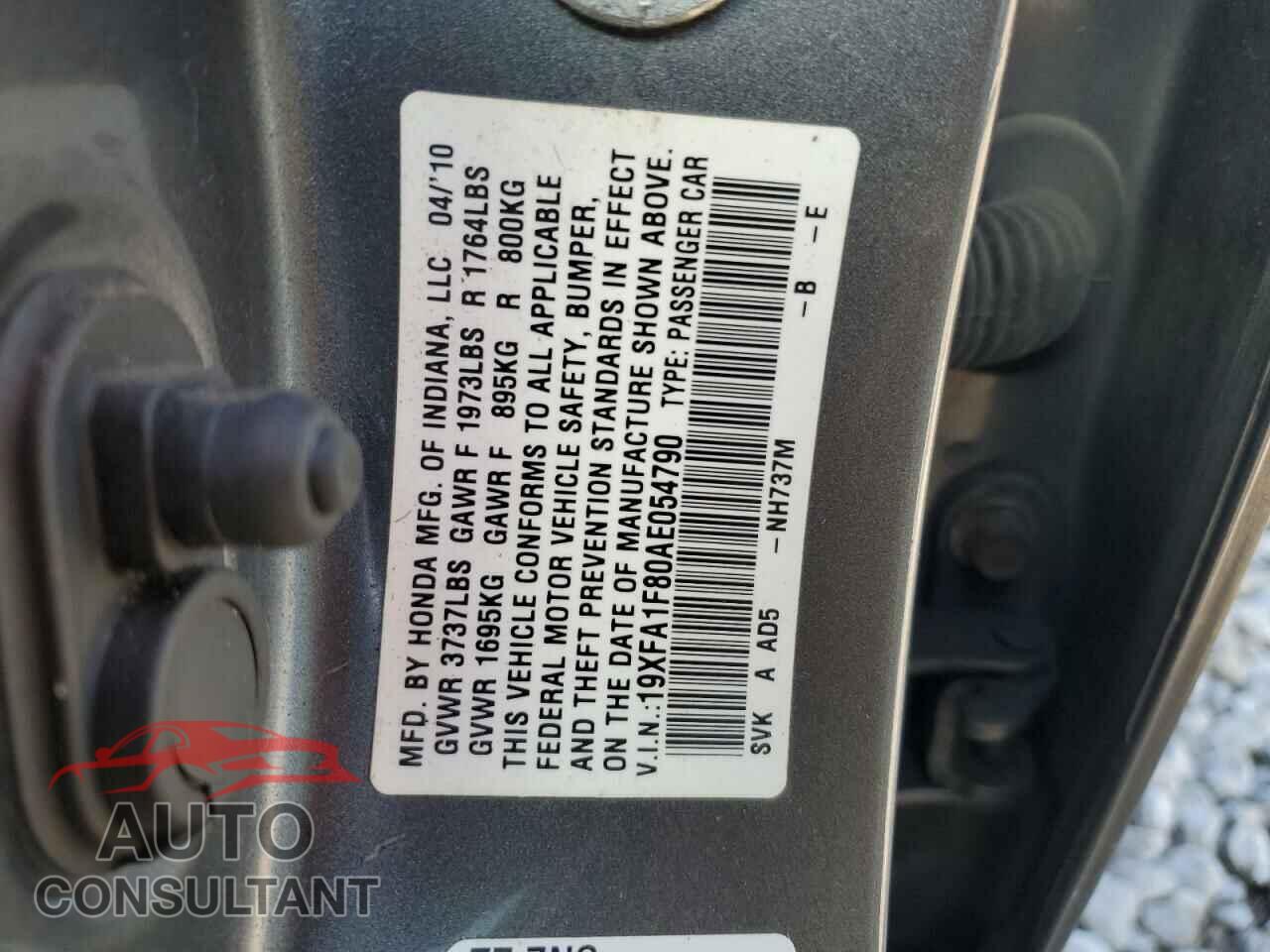 HONDA CIVIC 2010 - 19XFA1F80AE054790
