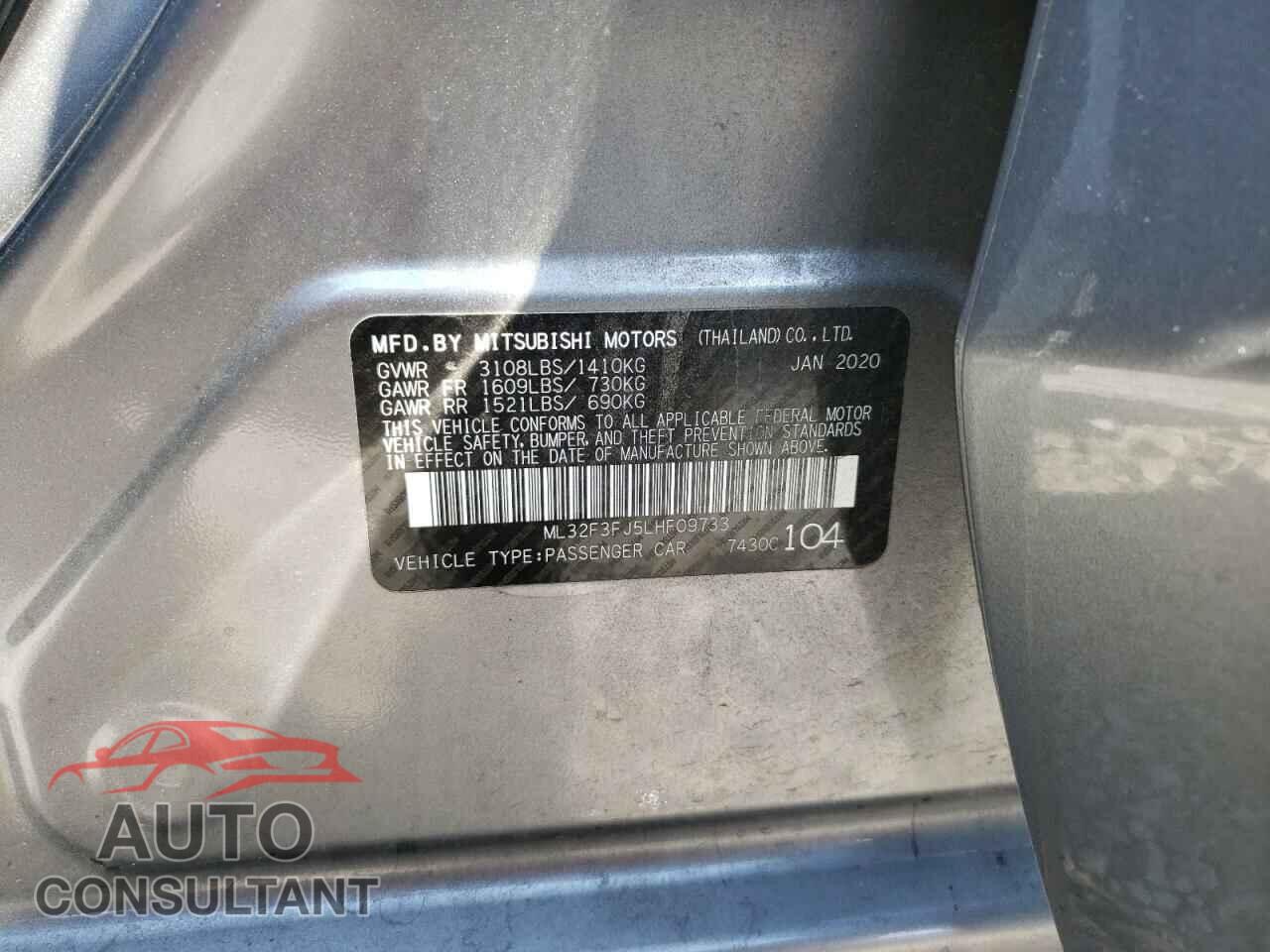 MITSUBISHI MIRAGE 2020 - ML32F3FJ5LHF09733