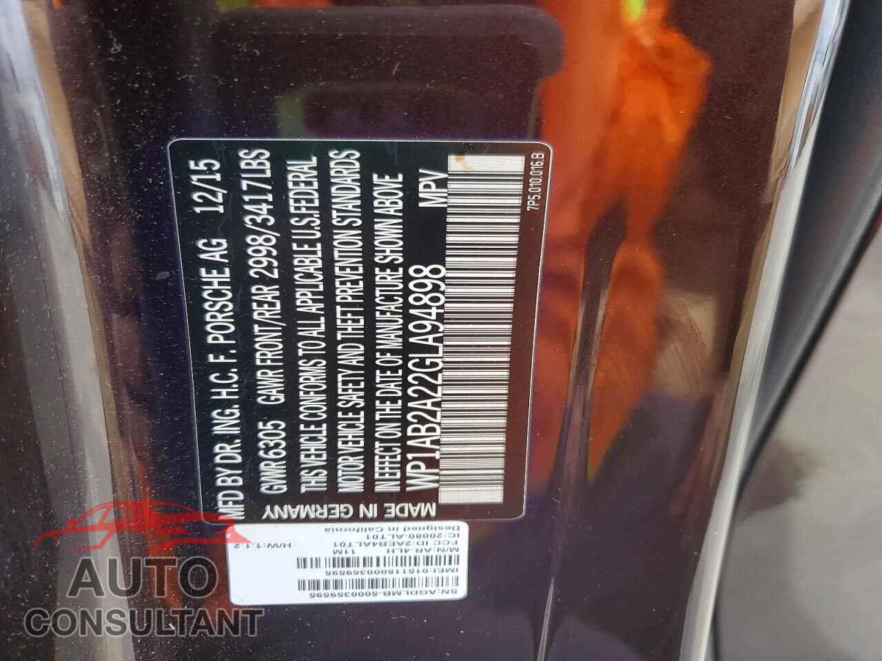 PORSCHE CAYENNE 2016 - WP1AB2A22GLA94898
