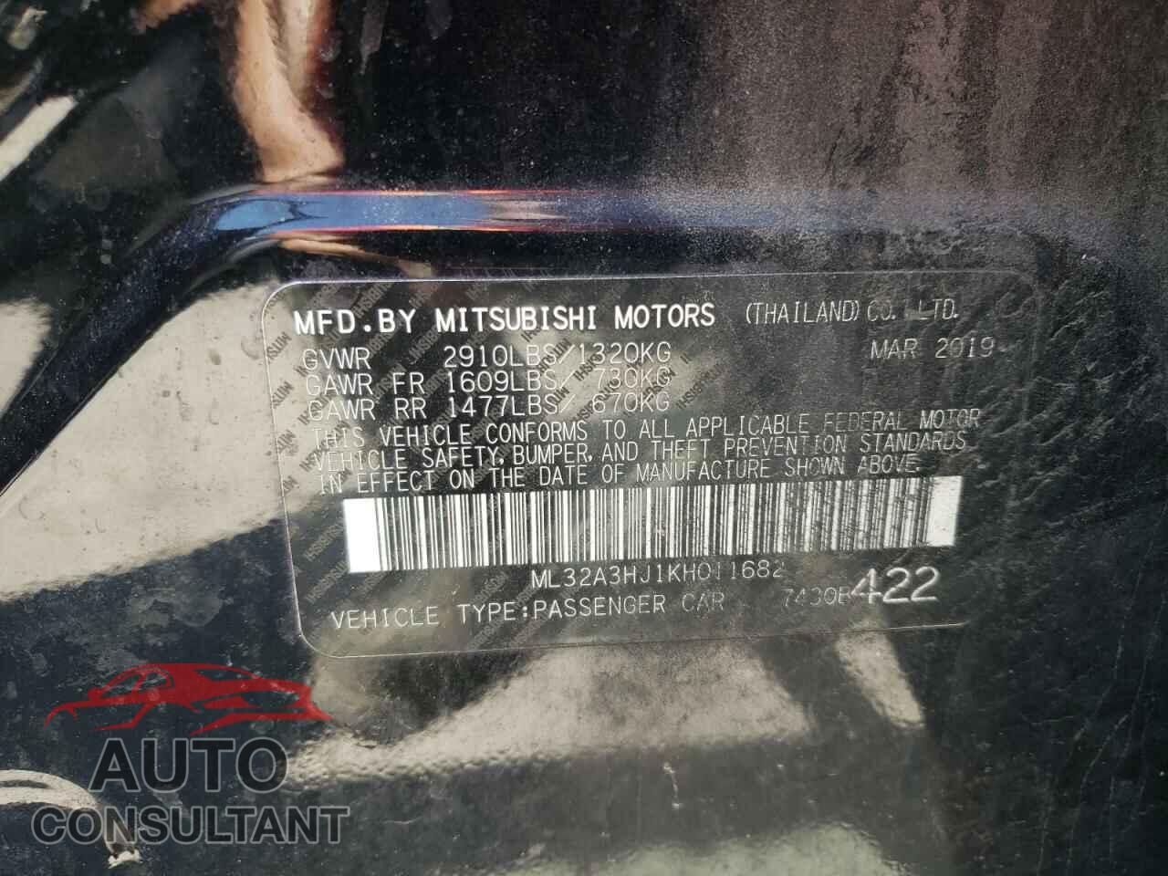 MITSUBISHI MIRAGE 2019 - ML32A3HJ1KH011682
