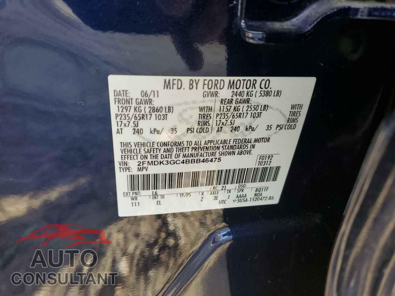 FORD EDGE 2011 - 2FMDK3GC4BBB46475