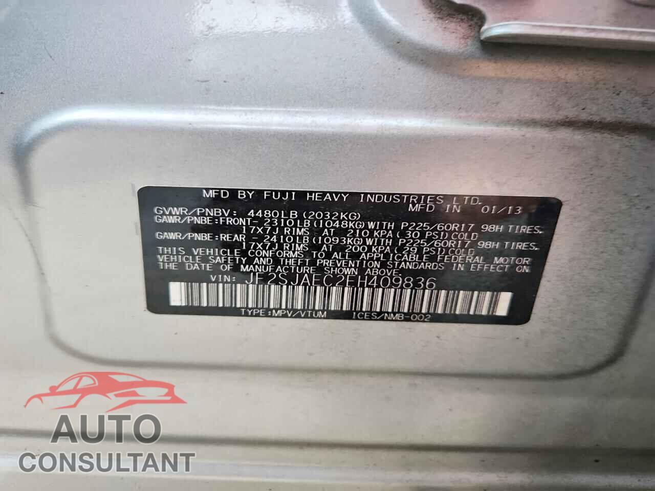 SUBARU FORESTER 2014 - JF2SJAEC2EH409836