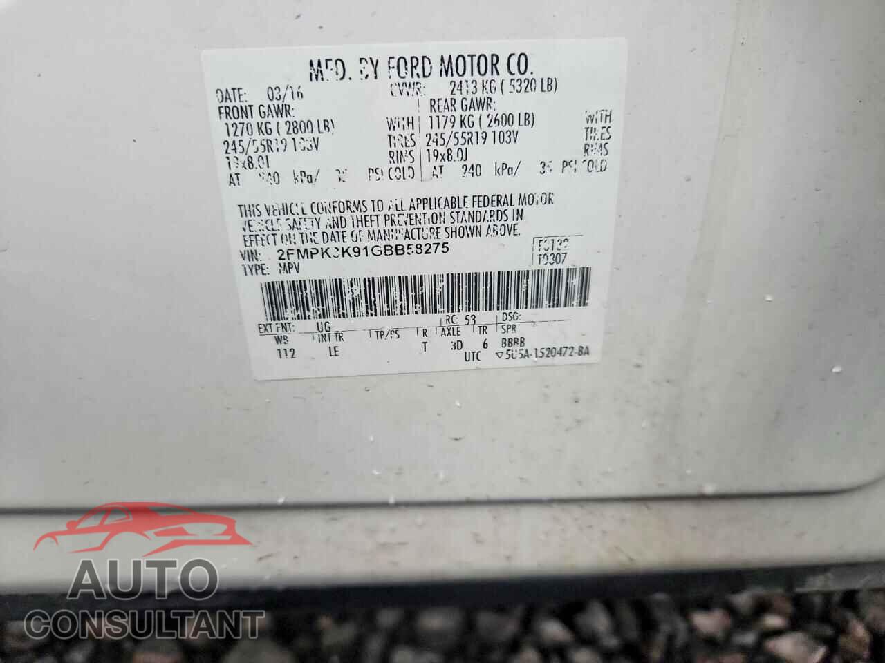 FORD EDGE 2016 - 2FMPK3K91GBB58275
