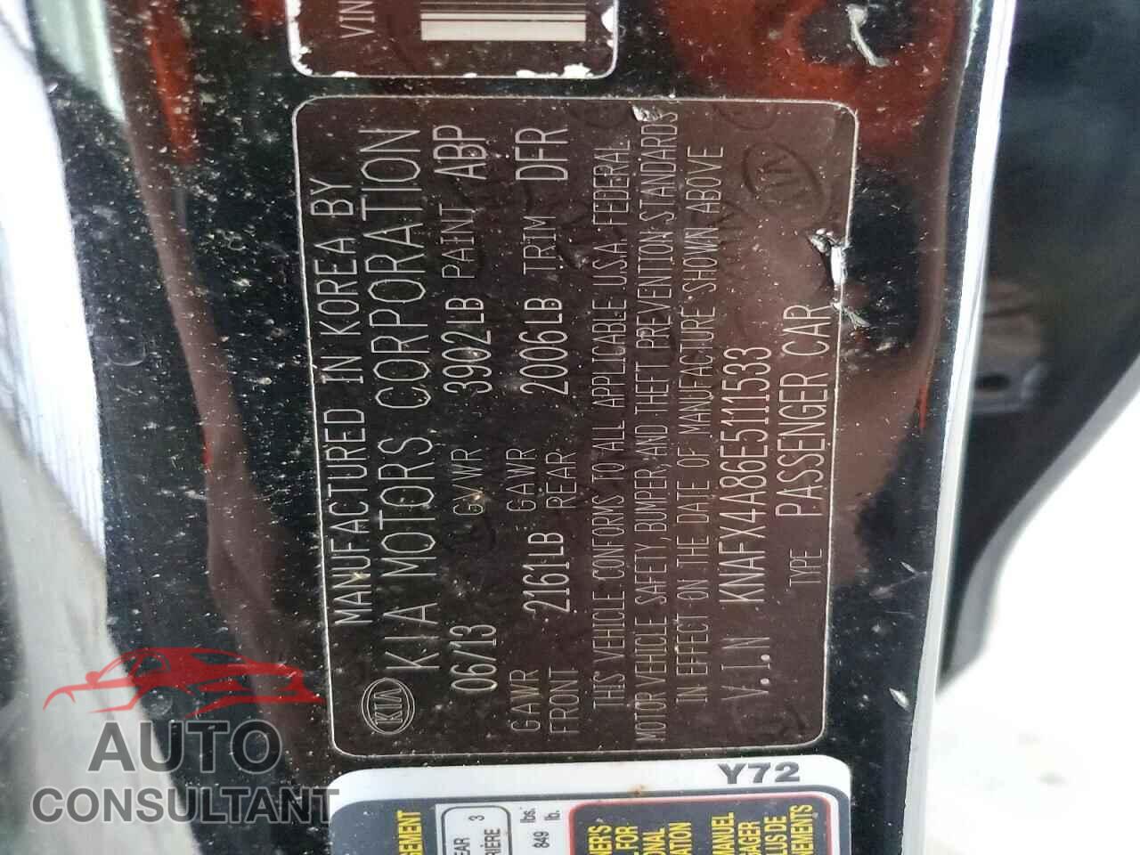 KIA FORTE 2014 - KNAFX4A86E5111533