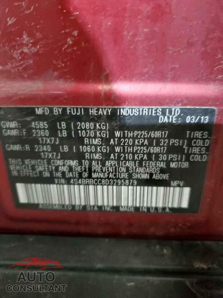 SUBARU OUTBACK 2013 - 4S4BRBCC8D3295879