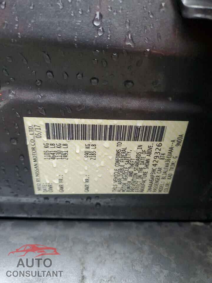 NISSAN MAXIMA 2017 - 1N4AA6AP3HC429326
