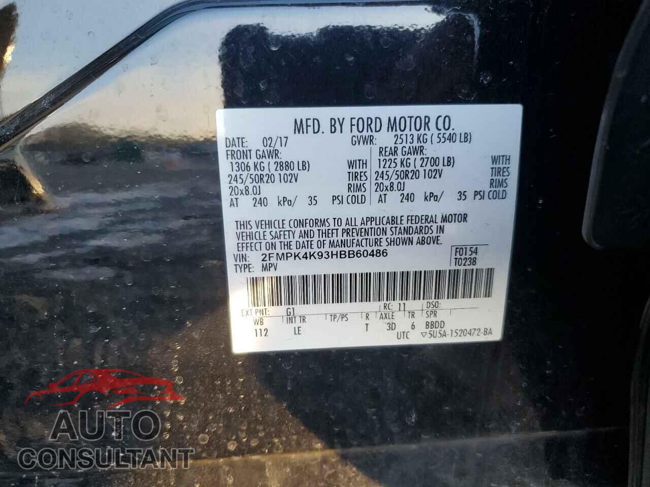 FORD EDGE 2017 - 2FMPK4K93HBB60486