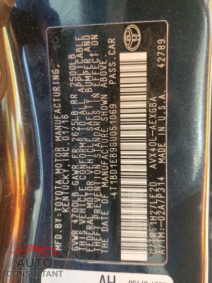 TOYOTA AVALON 2016 - 4T1BD1EB9GU051069