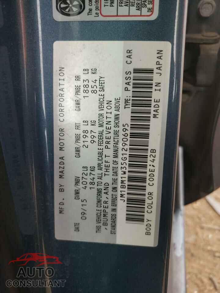 MAZDA 3 2016 - JM1BM1W35G1290695