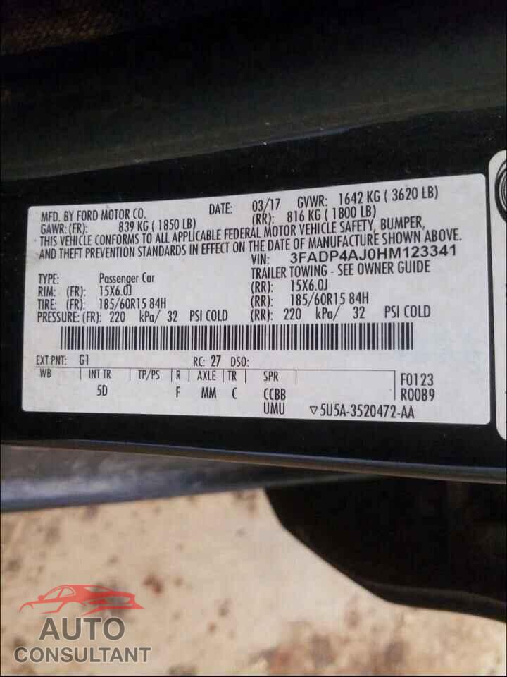 FORD FIESTA 2017 - 3FADP4AJ0HM123341