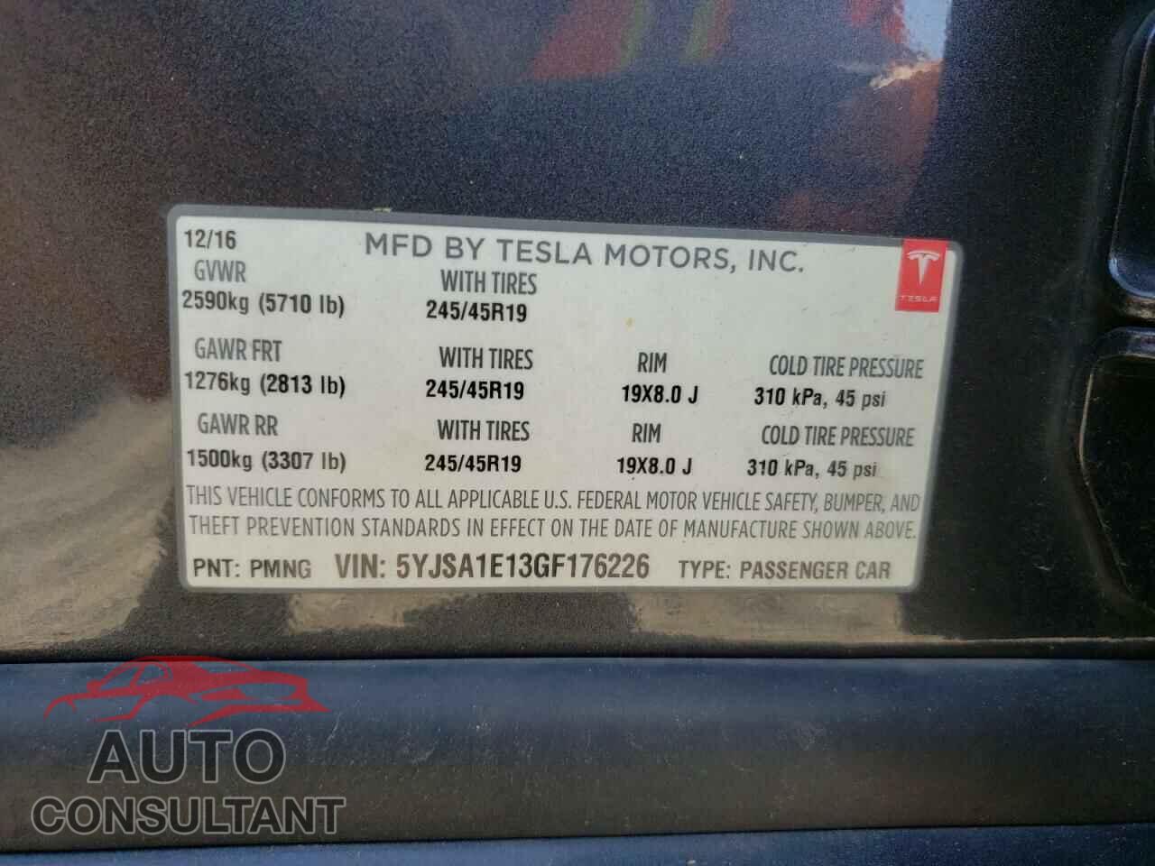 TESLA MODEL S 2016 - 5YJSA1E13GF176226