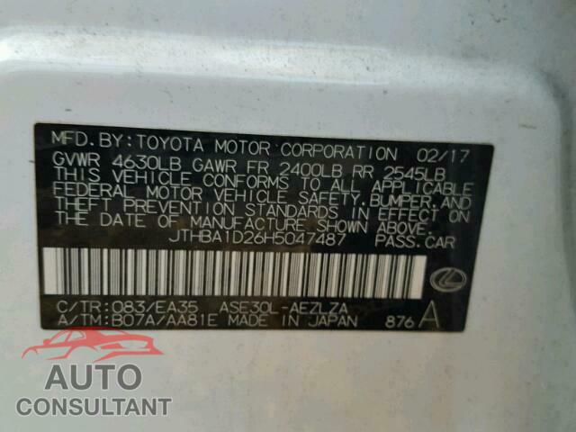 LEXUS IS 2017 - JTHBA1D26H5047487