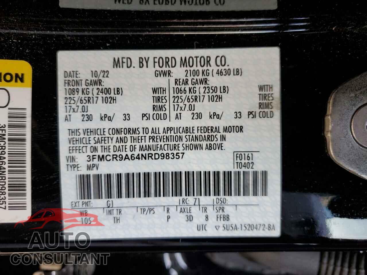 FORD BRONCO 2022 - 3FMCR9A64NRD98357