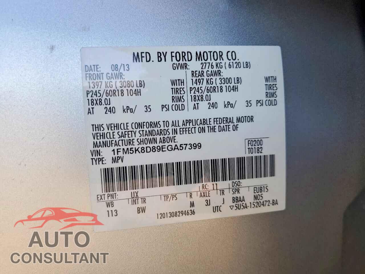FORD EXPLORER 2014 - 1FM5K8D89EGA57399