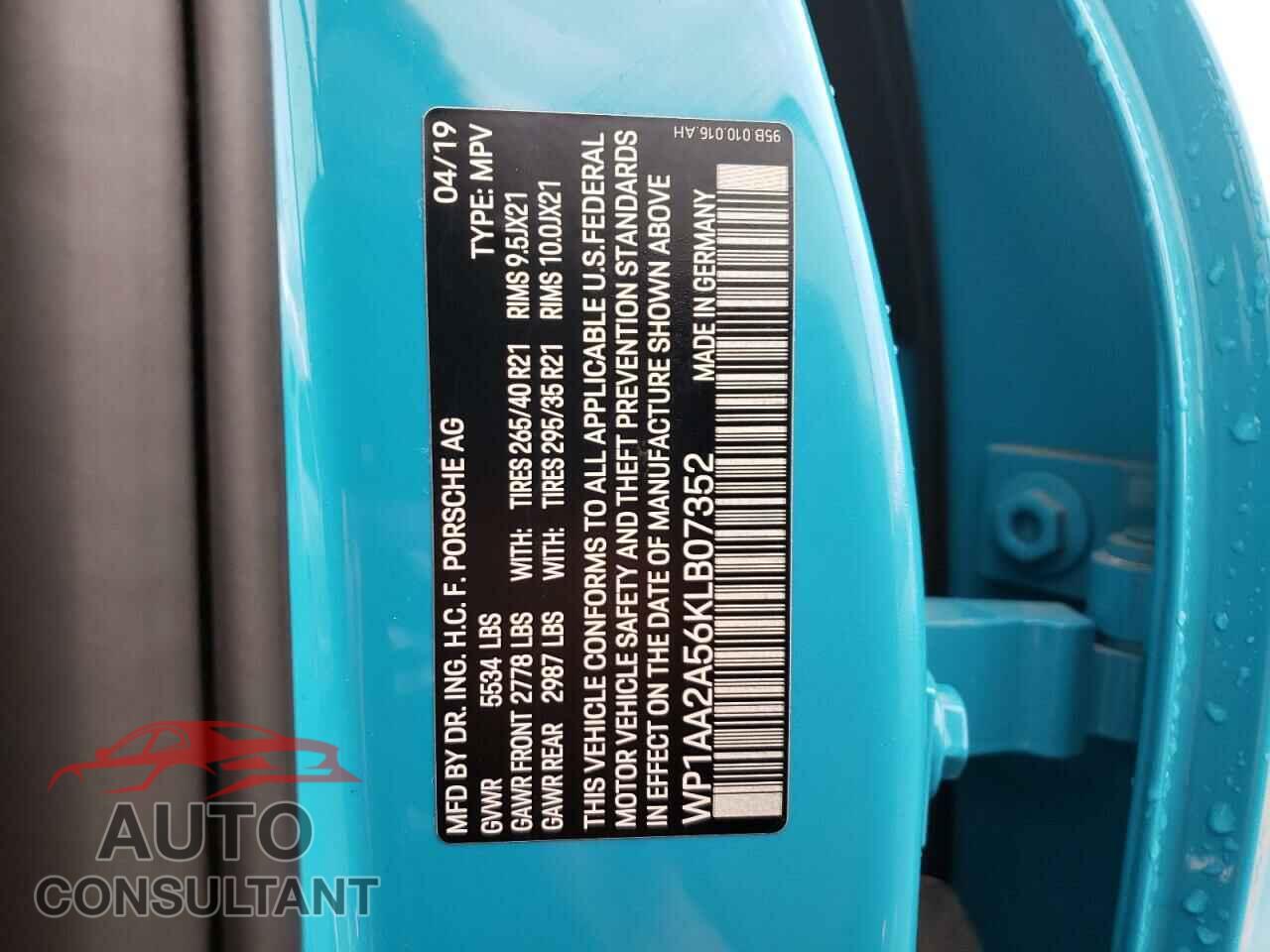 PORSCHE MACAN 2019 - WP1AA2A56KLB07352