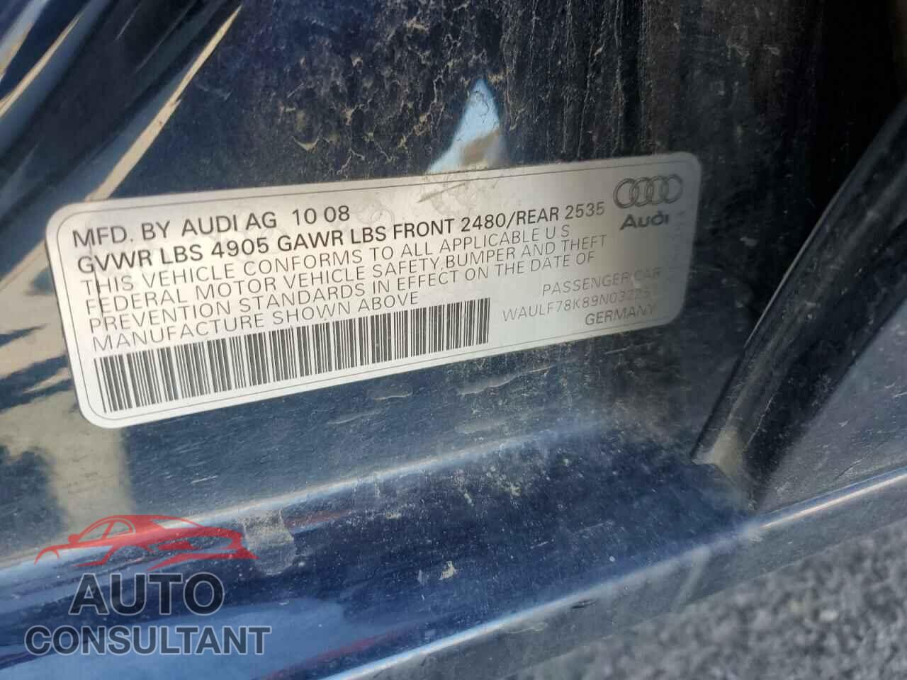 AUDI A4 2009 - WAULF78K89N032251