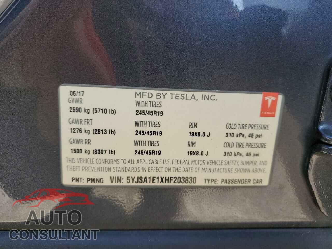 TESLA MODEL S 2017 - 5YJSA1E1XHF203830