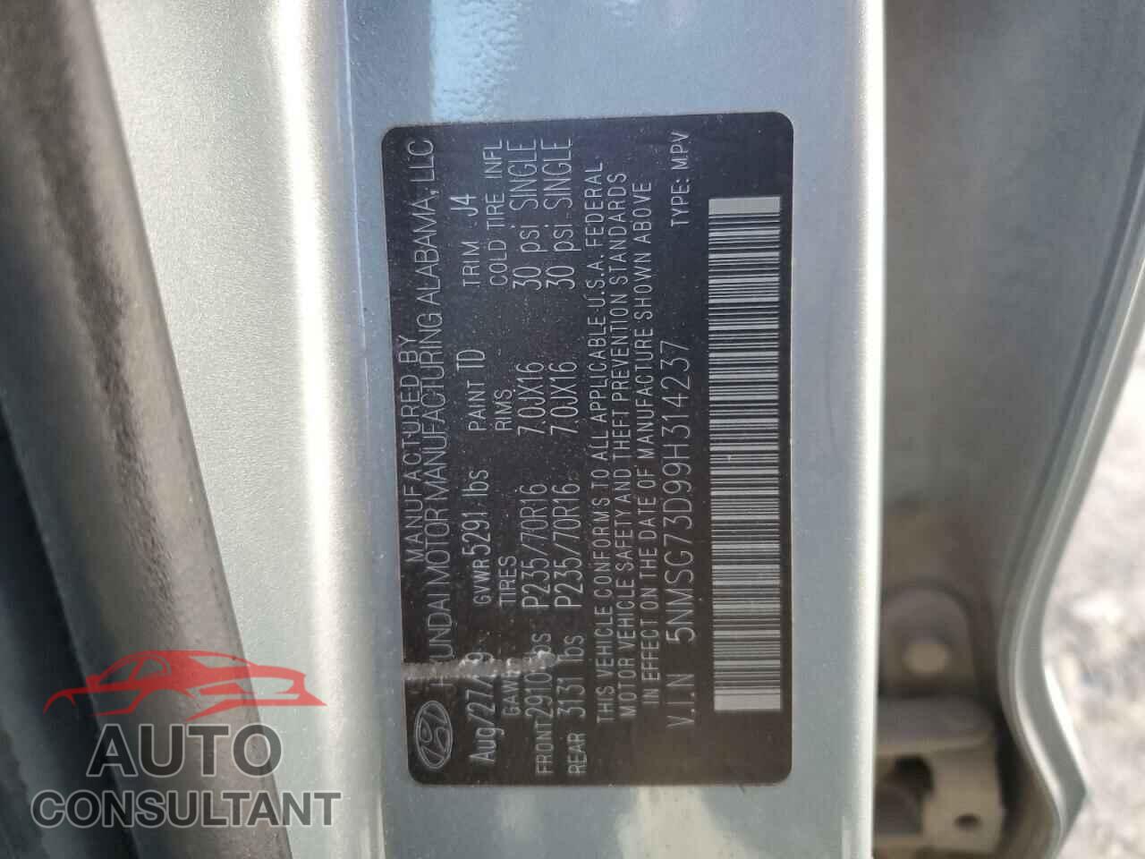 HYUNDAI SANTA FE 2009 - 5NMSG73D99H314237