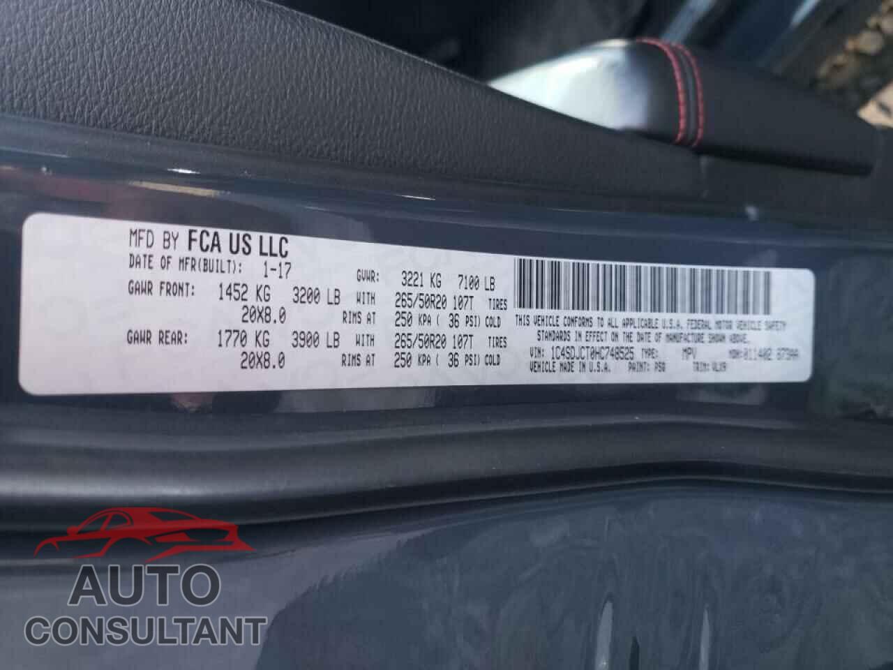 DODGE DURANGO 2017 - 1C4SDJCT0HC748525