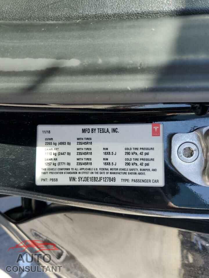 TESLA MODEL 3 2018 - 5YJ3E1EB2JF127849