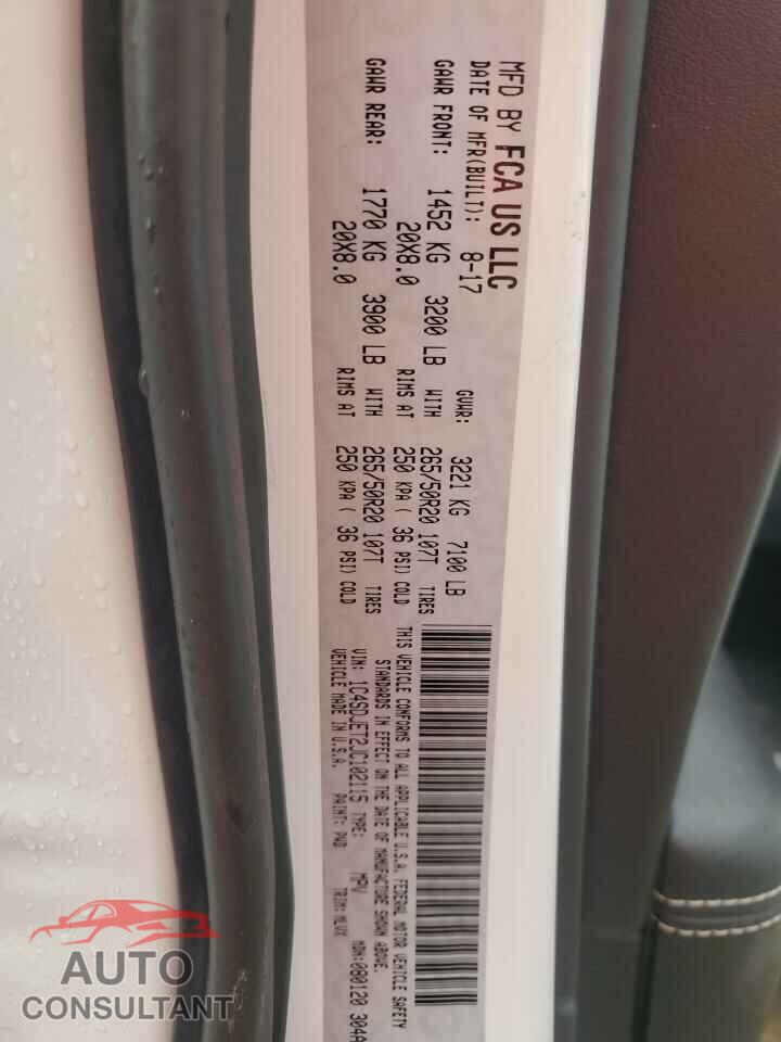 DODGE DURANGO 2018 - 1C4SDJET2JC102115