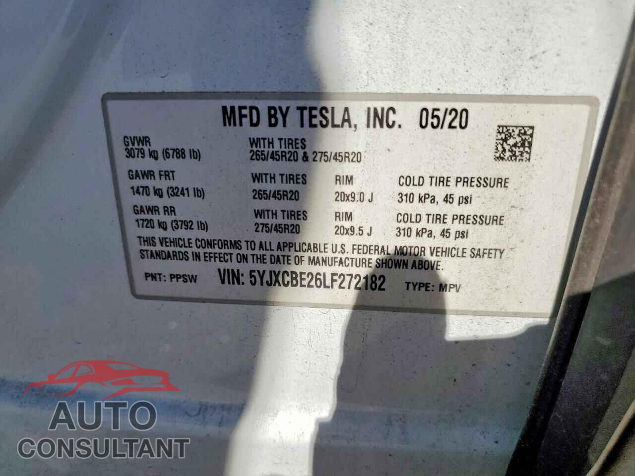 TESLA MODEL X 2020 - 5YJXCBE26LF272182